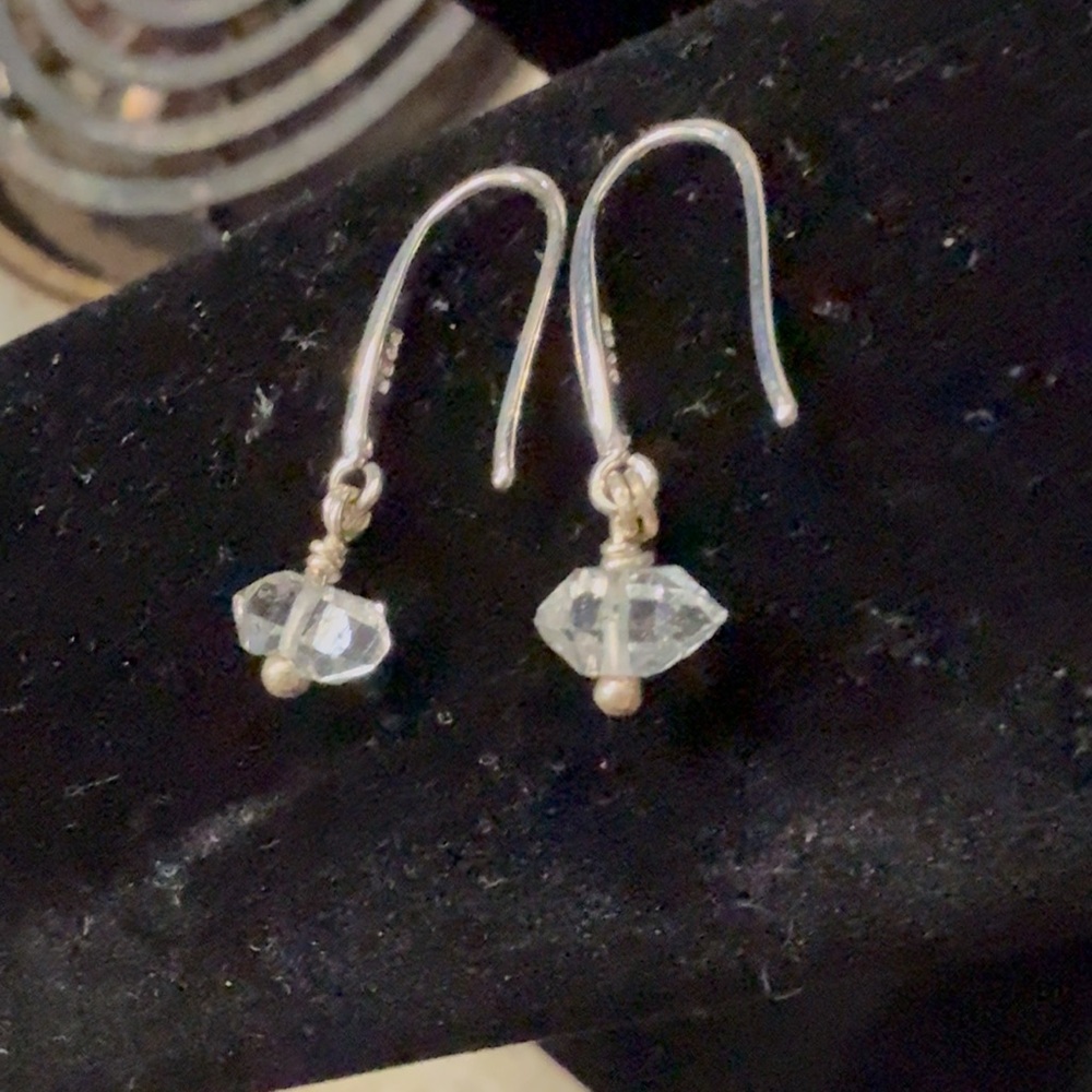 Chic Silver Crystal Hook Earrings